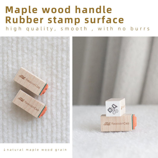 Cat Lover / Daily Work / Social Media Wooden Rubber Stamps , Nine-compartment wooden box