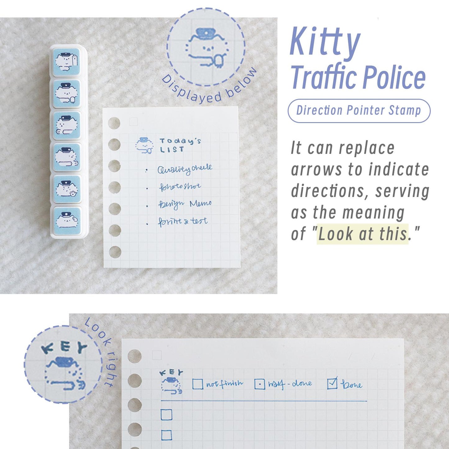 Kitty Weatherman / Kitty Policeman Six-In-One Stamps