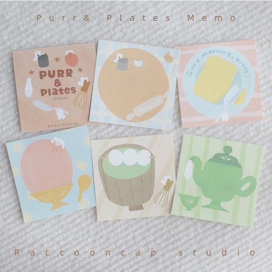 Purr & Plates Non-sticky Kitty Memo Pad