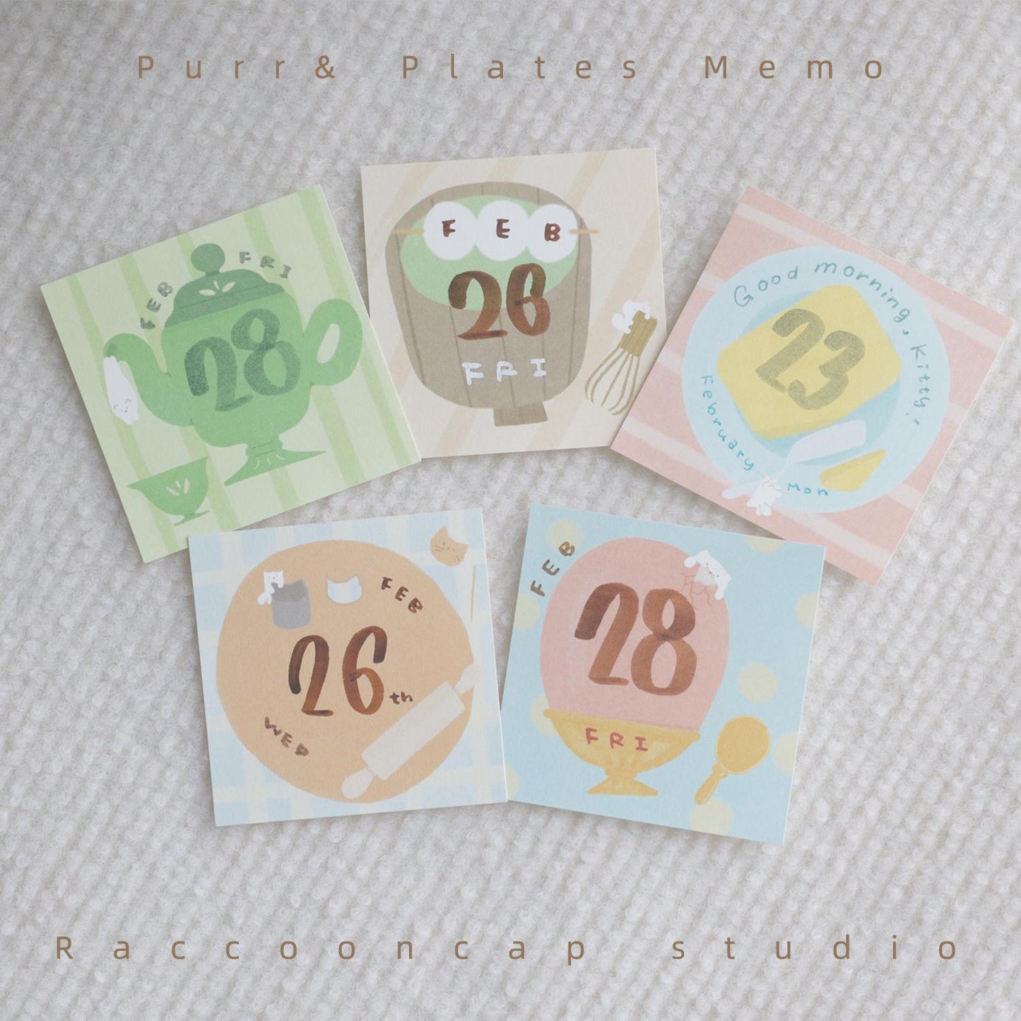 Purr & Plates Non-sticky Kitty Memo Pad