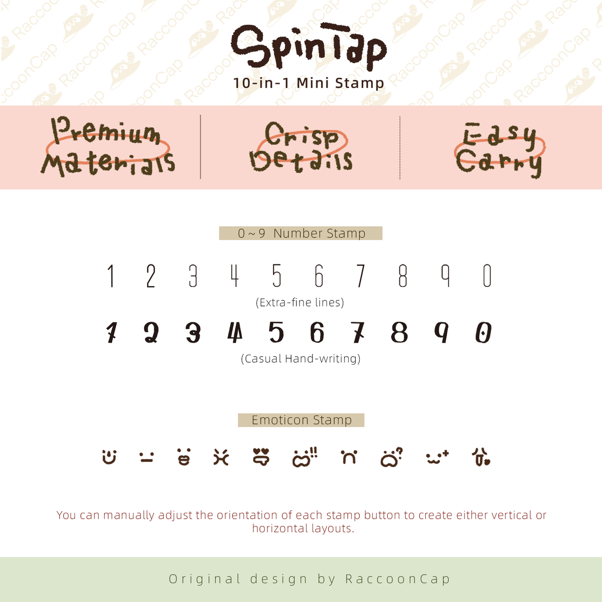 Original SpinTap Mini Stamp 3-in-1 7-in-1 Basic Stamps 10-in-1 Book Strap Stamp
