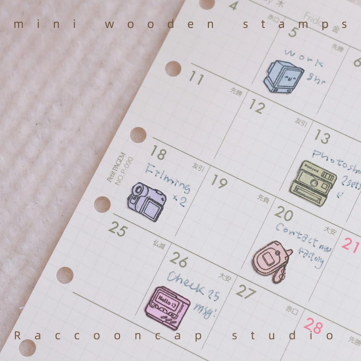 Y2K retro stamp Beech wood Rubber Stamps Vintage Stamps