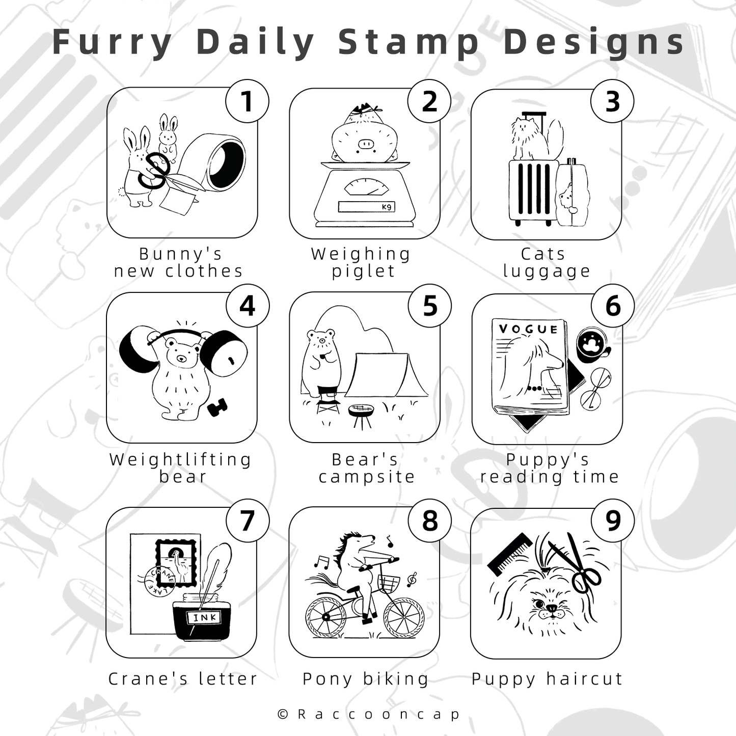 Furry Daily Animals Stamps