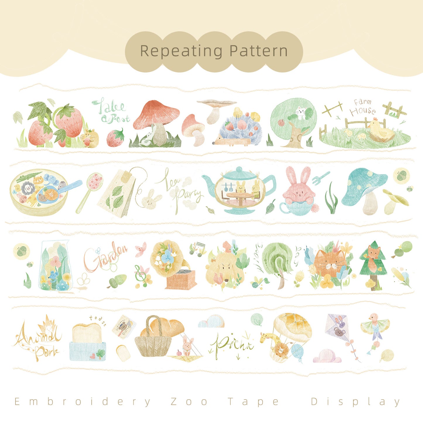 Embroidery Animal Forest Washi Tape